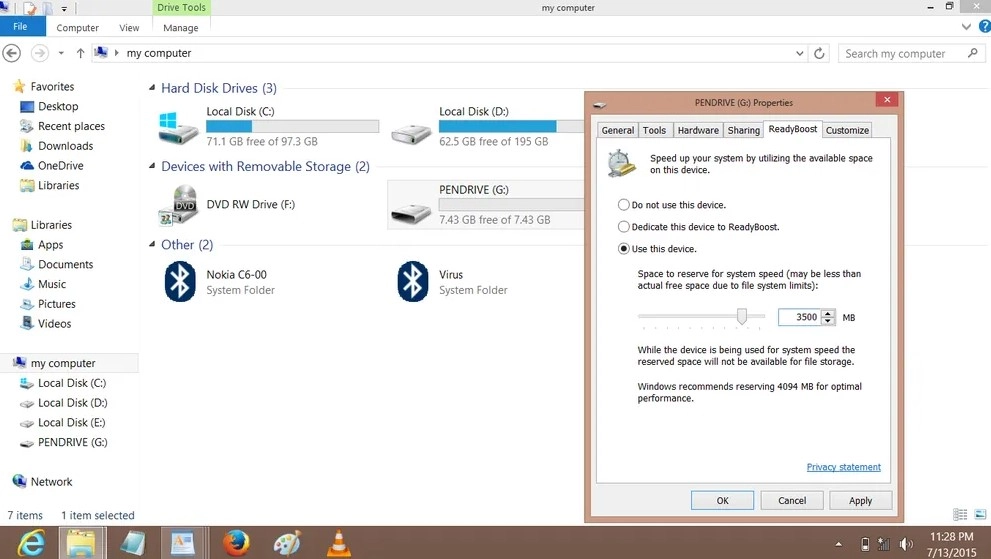 Theo dõi hiệu suất PC trong Task Manager sau khi kích hoạt ReadyBoost